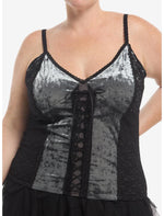 Cosmic Aura Grey & Black Velvet Lace-Up Girls Cami Plus Size - US 5954