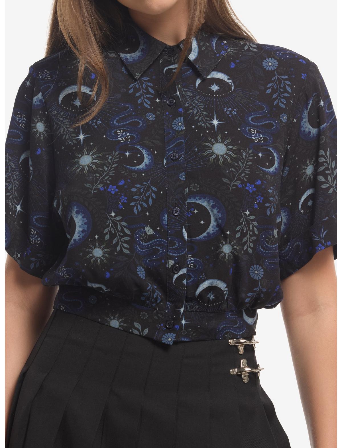 Cosmic Aura Celestial Snake Girls Woven Button-Up - US 3877