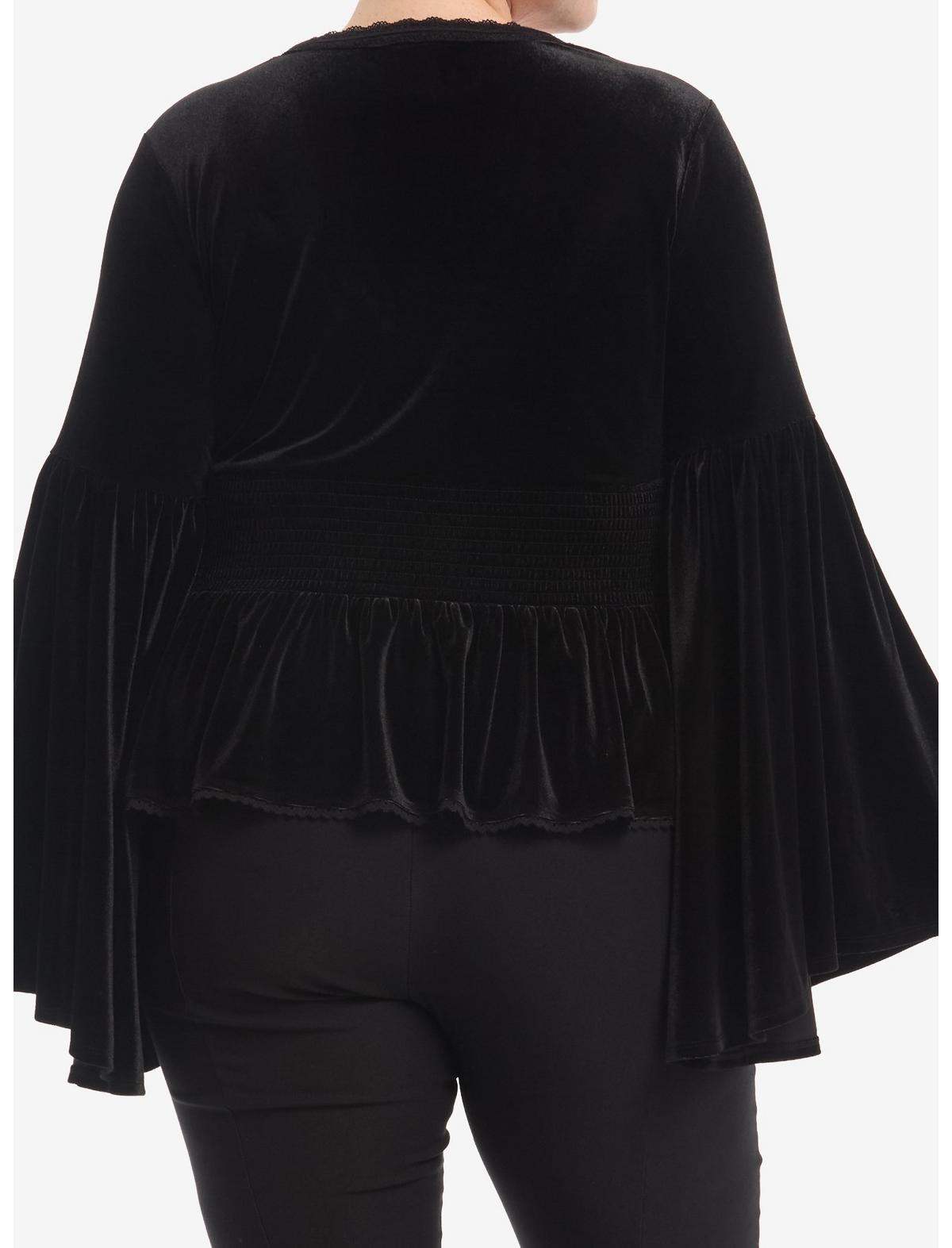 Cosmic Aura Black Velvet Lace Girls Long-Sleeve Top Plus Size - US 8853