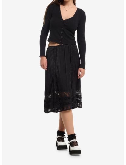 Cosmic Aura Black Lace Girls Cami & Cardigan Set - US 7312