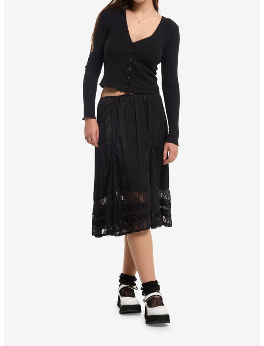 Cosmic Aura Black Lace Girls Cami & Cardigan Set - US 7312