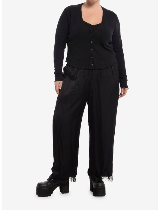 Cosmic Aura Black Lace Girls Cami & Cardigan Set Plus Size - US 3860