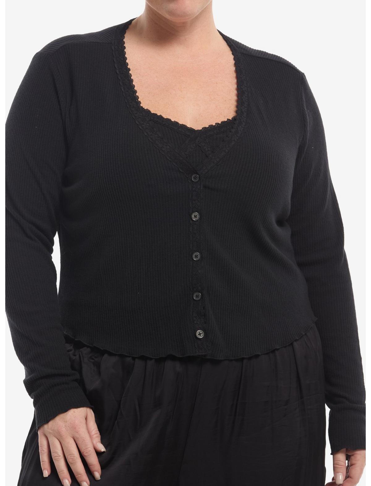Cosmic Aura Black Lace Girls Cami & Cardigan Set Plus Size - US 3860
