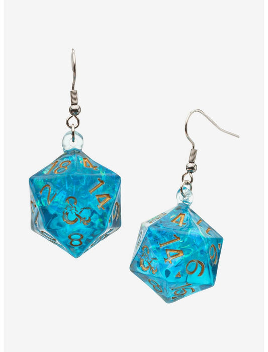 Dungeons & Dragons Blue D20 Drop Earrings - US 4133