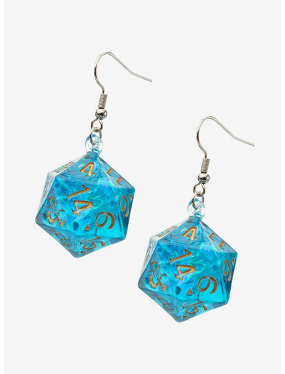 Dungeons & Dragons Blue D20 Drop Earrings - US 4133