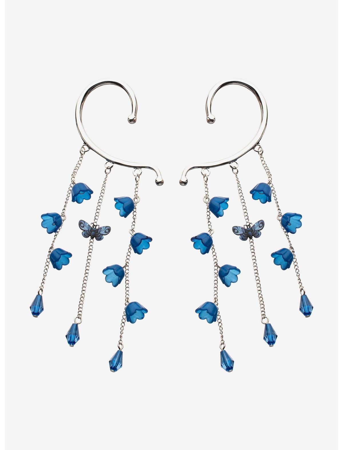 Corpse Bride Blue Flower Butterfly Ear Cuff Set - US 3595
