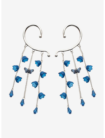 Corpse Bride Blue Flower Butterfly Ear Cuff Set - US 3595