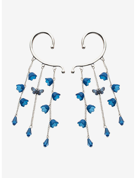Corpse Bride Blue Flower Butterfly Ear Cuff Set - US 3595