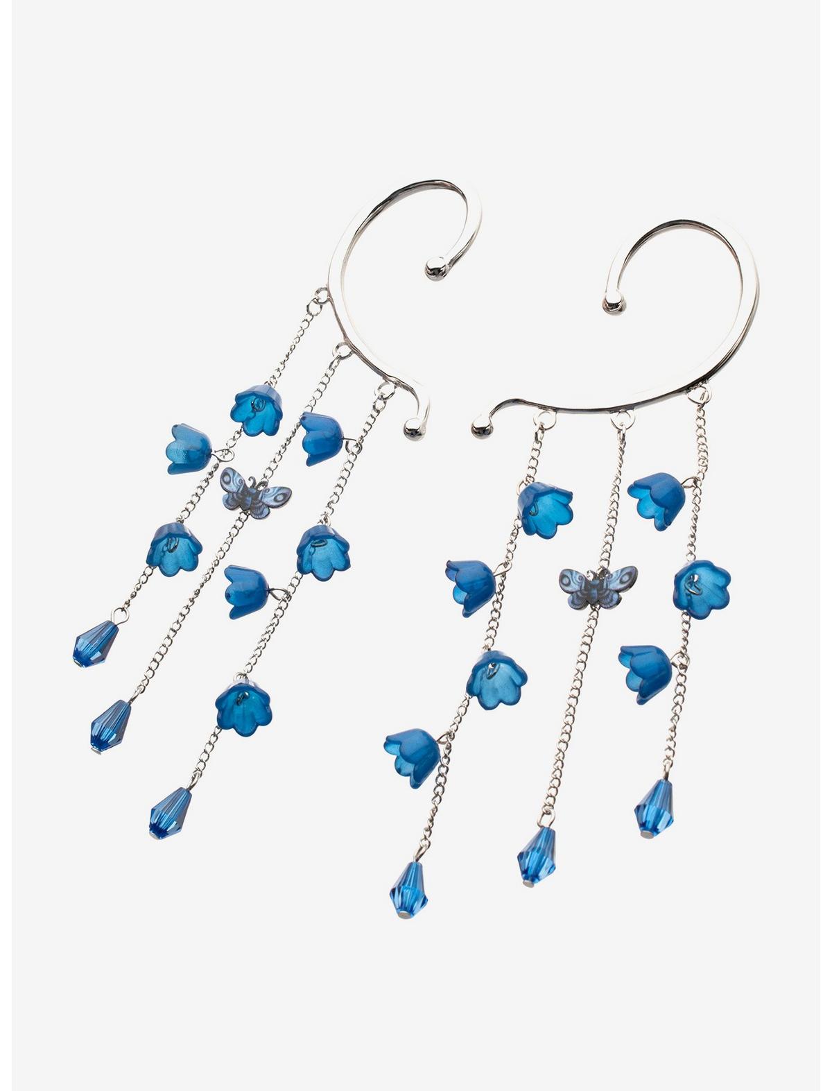 Corpse Bride Blue Flower Butterfly Ear Cuff Set - US 3595