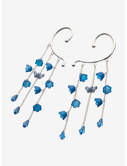 Corpse Bride Blue Flower Butterfly Ear Cuff Set - US 3595
