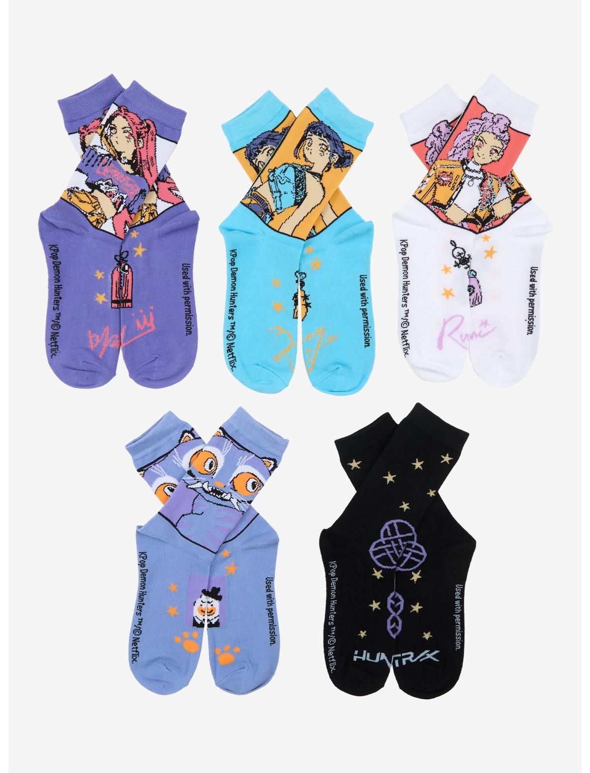 KPop Demon Hunters HUNTR/X Crew Socks 5 Pair - US 4357
