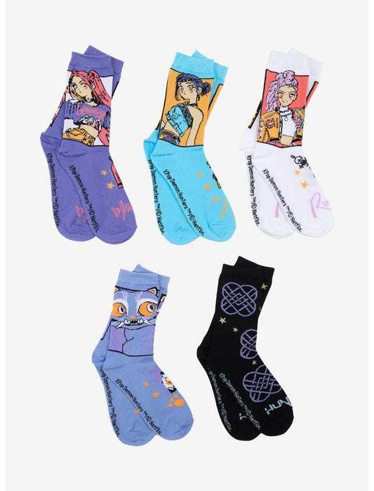 KPop Demon Hunters HUNTR/X Crew Socks 5 Pair - US 4357