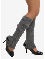 Grey & Black Ribbed Stirrup Leg Warmer Set - US 3728