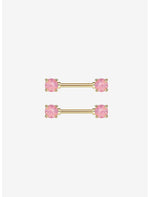 14G Steel Opal Gem Nipple Barbell 2 Pack - US 8926