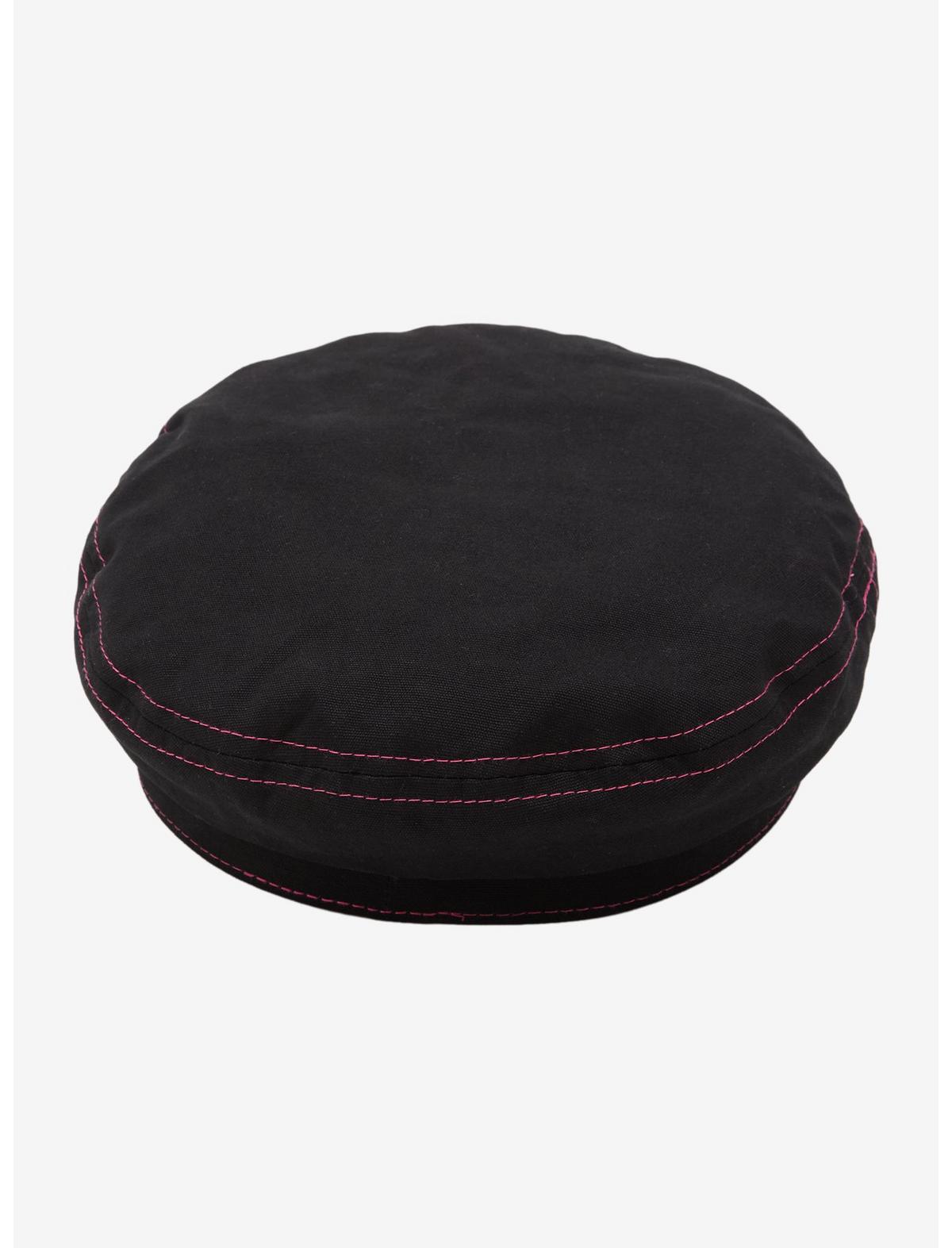 Black Pink Skull Bow Cabbie Hat - US 5794
