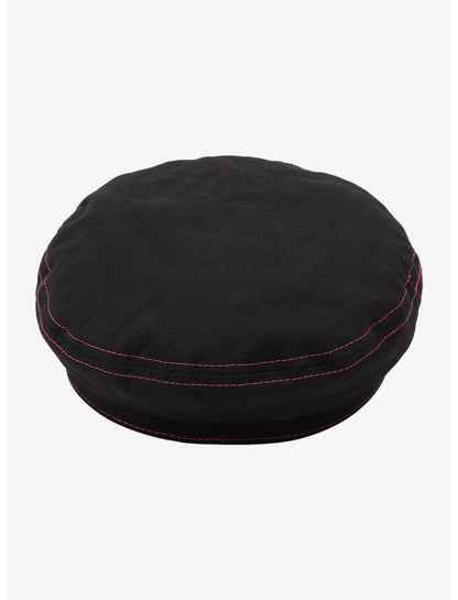 Black Pink Skull Bow Cabbie Hat - US 5794