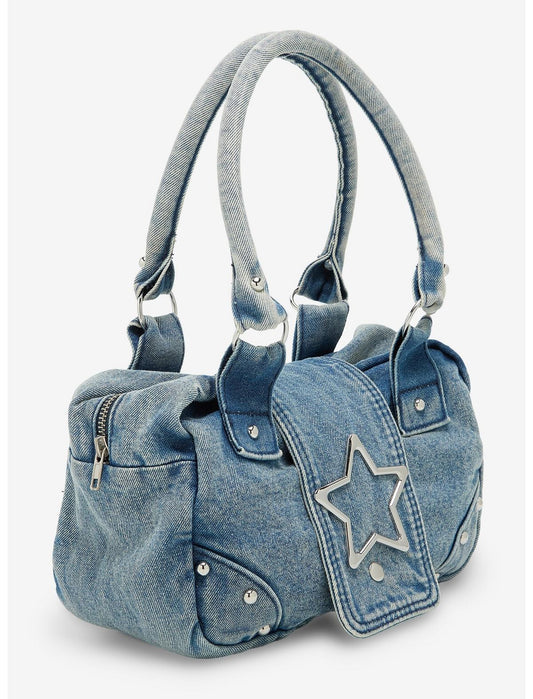Blue Denim Star Buckle Shoulder Bag - US 0326