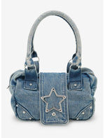 Blue Denim Star Buckle Shoulder Bag - US 0326