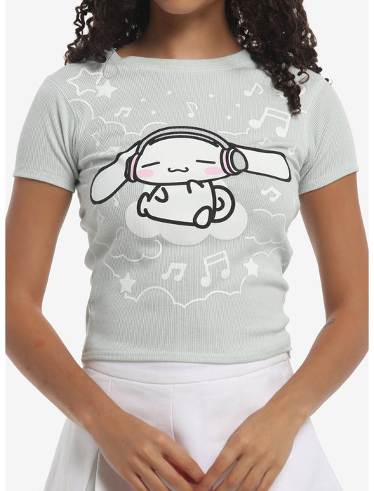 Cinnamoroll Headphones Music Ribbed Girls T-Shirt - US 6947