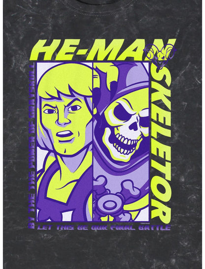 Masters Of The Universe He-Man & Skeletor Split Mineral Wash T-Shirt - US 5819