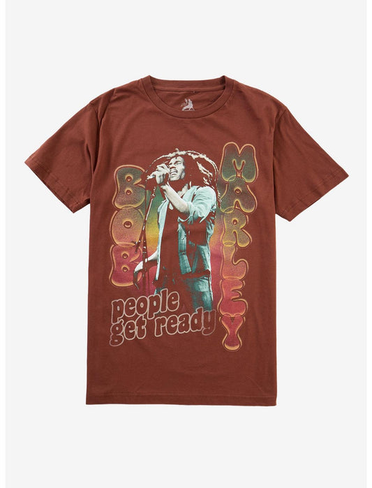 Bob Marley People Get Ready Bubble Font T-Shirt - US 5152