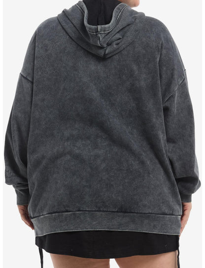 Fourth Wing Dragons Mineral Wash Hoodie Plus Size - US 7388