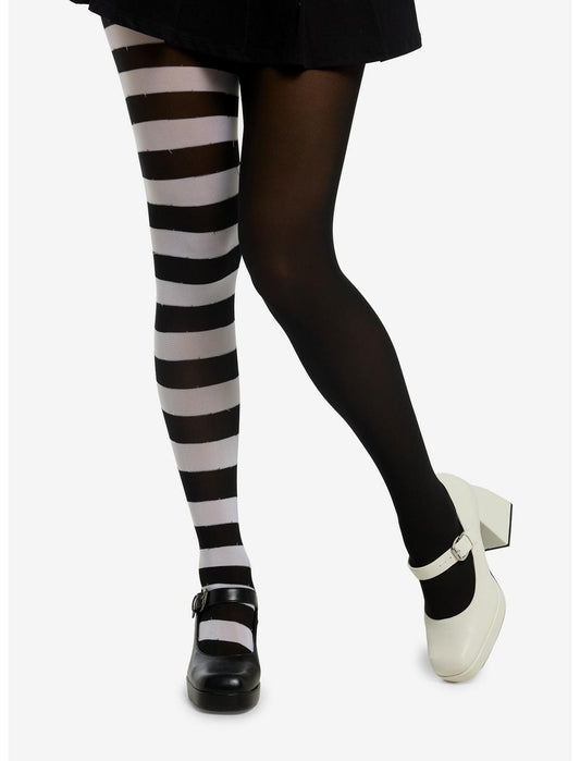 Black & White Stripe Split Tights - US 6107