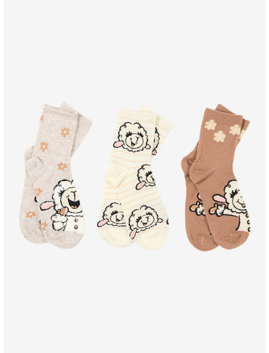 Lamb Chop Face Crew Socks 3 Pair - US 4724