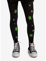 Black & Neon Green Star Tights - US 8994