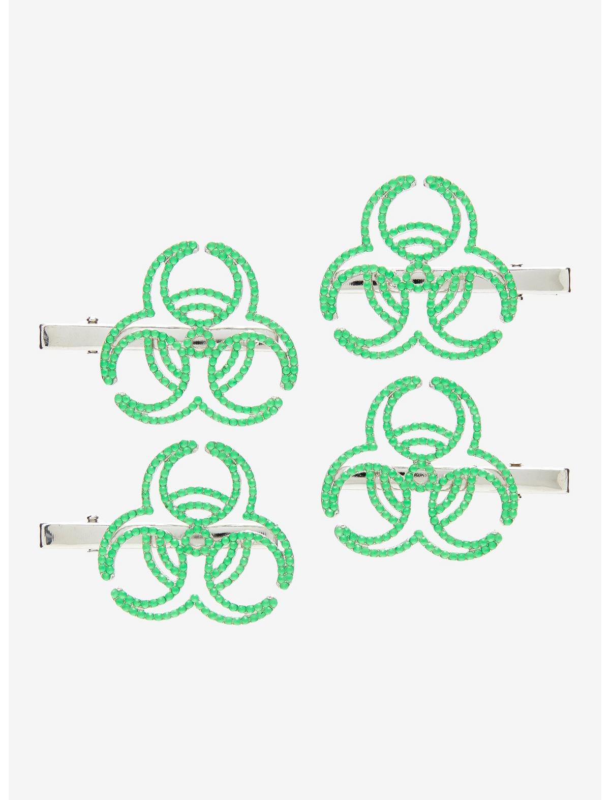 Biohazard Rhinestone Icon Hair Clip Set - US 5653