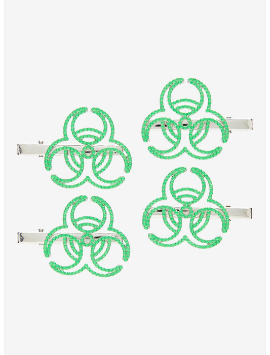 Biohazard Rhinestone Icon Hair Clip Set - US 5653