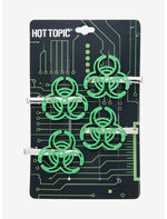Biohazard Rhinestone Icon Hair Clip Set - US 5653