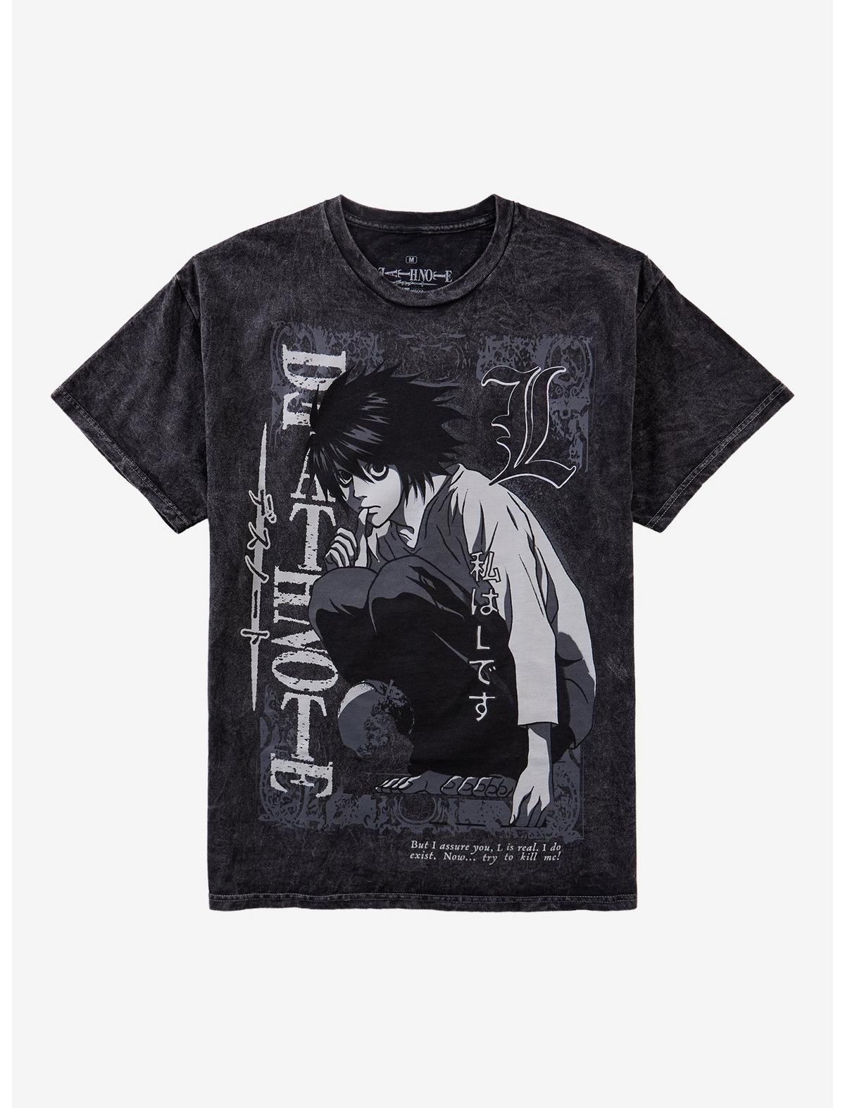 Death Note L Monochrome Dark Wash T-Shirt - US 0502