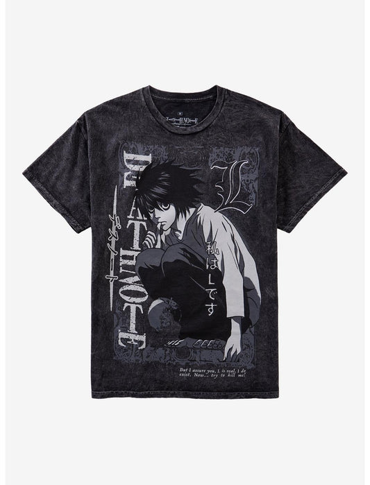 Death Note L Monochrome Dark Wash T-Shirt - US 0502