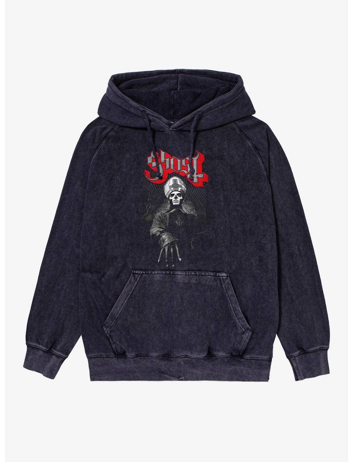 Ghost Papa Emeritus III Black And White Mineral Wash Hoodie - US 2692