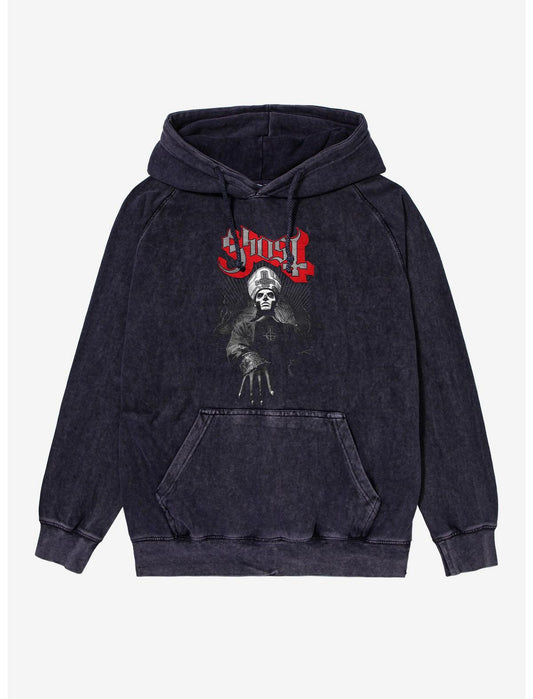 Ghost Papa Emeritus III Black And White Mineral Wash Hoodie - US 2692