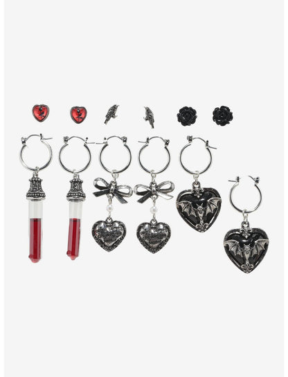 Cosmic Aura Vampire Blood Heart Earring Set - US 0439