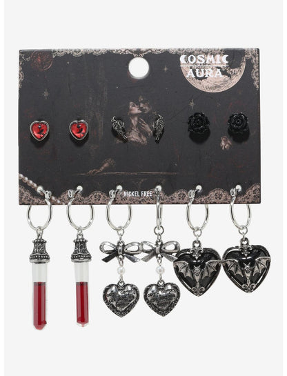 Cosmic Aura Vampire Blood Heart Earring Set - US 0439