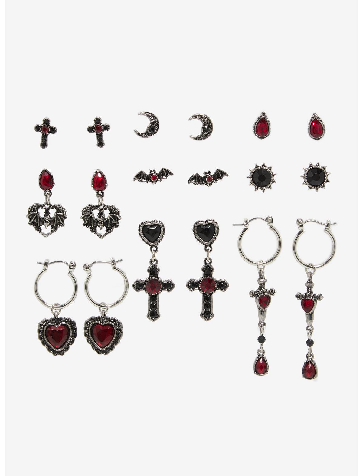 Cosmic Aura Bat Cross Earring Set - US 5702