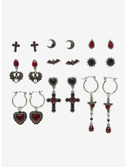 Cosmic Aura Bat Cross Earring Set - US 5702