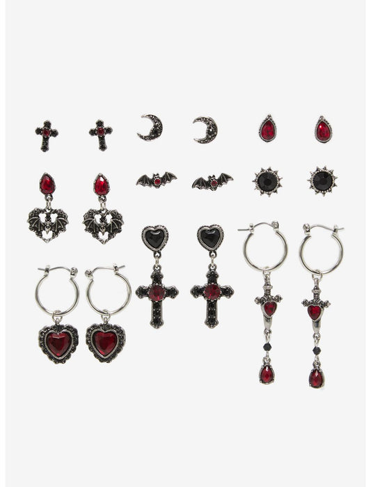 Cosmic Aura Bat Cross Earring Set - US 5702