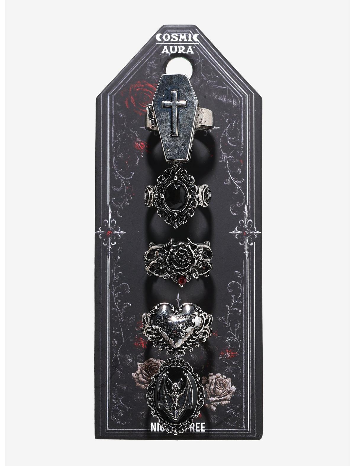 Cosmic Aura Vampire Coffin Ring Set - US 9273