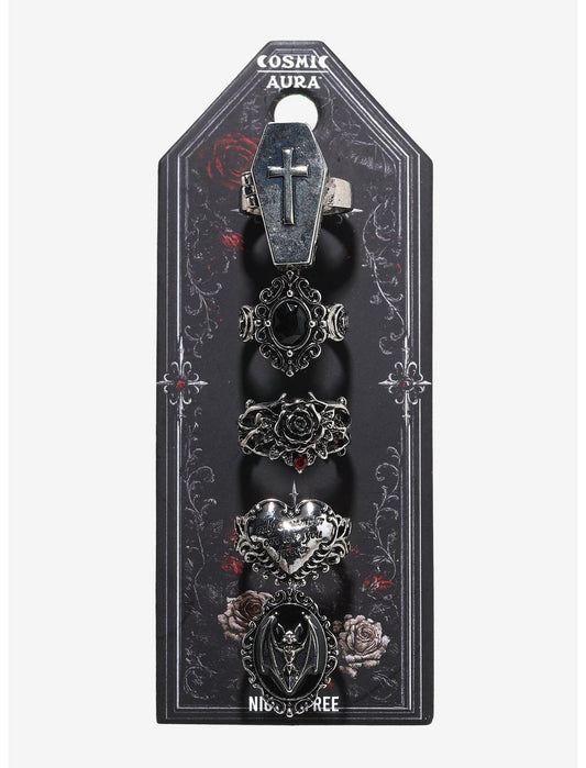 Cosmic Aura Vampire Coffin Ring Set - US 9273