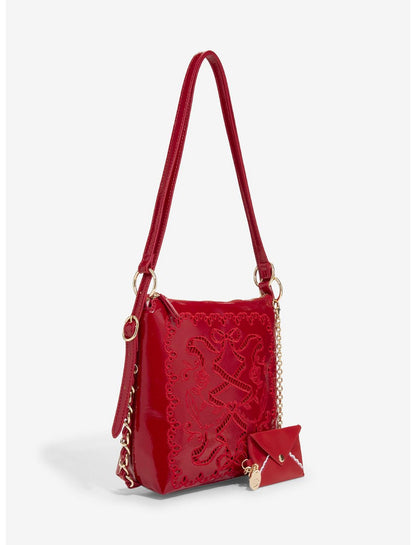 DiFerdinando Deep Red Ribbon Reverie Mini Convertible Hobo Bag - US 3367
