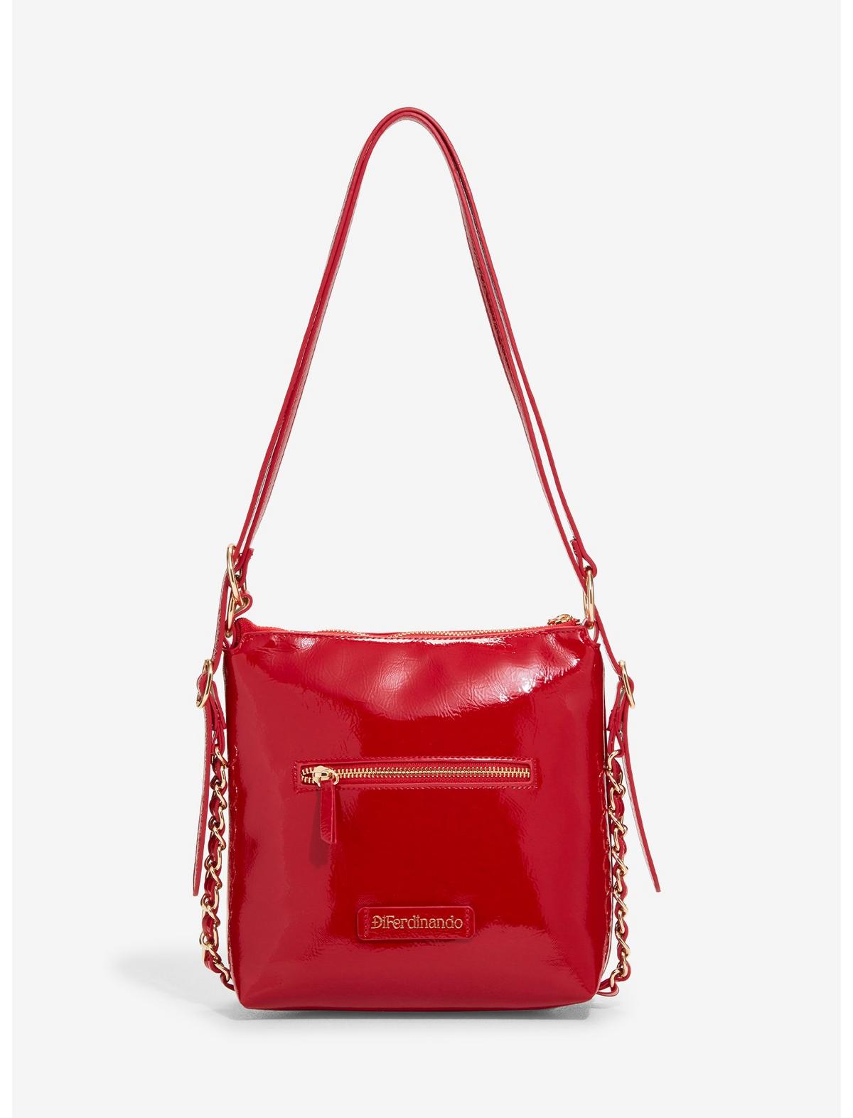 DiFerdinando Deep Red Ribbon Reverie Mini Convertible Hobo Bag - US 3367