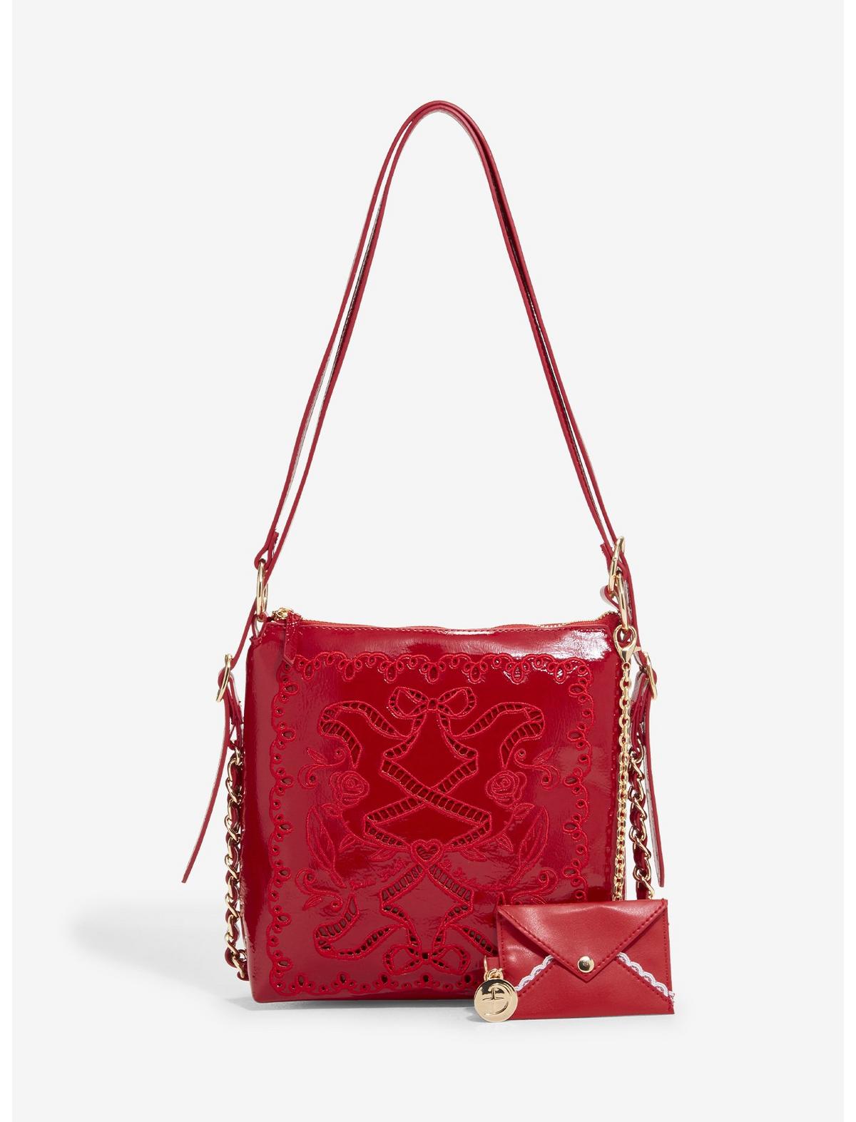 DiFerdinando Deep Red Ribbon Reverie Mini Convertible Hobo Bag - US 3367