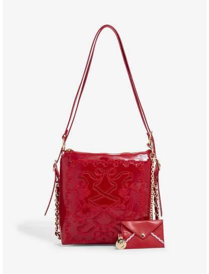 DiFerdinando Deep Red Ribbon Reverie Mini Convertible Hobo Bag - US 3367