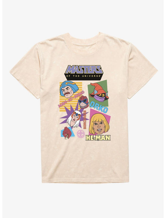 Masters Of The Universe Retro Hero Faces Mineral Wash T-Shirt - US 6157