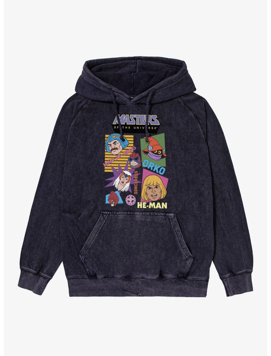 Masters Of The Universe Retro Hero Faces Mineral Wash Hoodie - US 8560