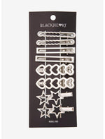 Black Heart Silver Star Heart Hair Clip Set - US 5297